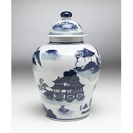 Zeckos AA Importing 59731 Blue and White Ginger Jar with Lid