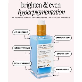 Truly Beauty Jelly Booster Pigment Body Potion | Dark Spot & Discoloration Treatment for Body | Pomegranate Extract & Vitamin B12 | Hydrates, Smooths & Helps Fade Acne Scars for Even Skin (3.1 fl oz)