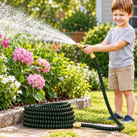 Flexible Garden Hose for Watering & Car Washing – 1/2in Telescopic Rubber Water Hose in 25–150ft Length Options