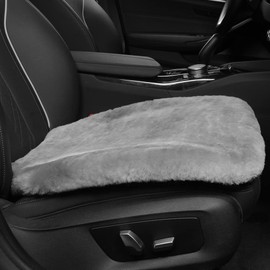IRIWOOL Genuine Sheepskin Auto Seat Pad, Australian Soft Wool Seat Cover Breathable and Sweat-Wicking Comfort Warm Universal Fit,19.2 inch x19.2 inch (Front seat Cushion 2pcs, Gray)