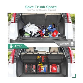 Oasser Back Seat Trunk Organizer Hanging Car Organizer Trunk Foldable Cargo Storage with 6 Large Pockets 3 Adjustable Straps 40x19inch