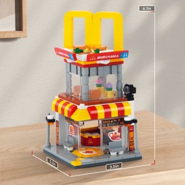 HIGH GODO City BurgerLaden Restaurant Mini Building Blocks, 243 Pieces Clamping Blocks Set, Funny Gift for Boys and Girls from 6 Years