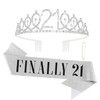 CAVETEE Silver Finally 21 Birthday Sash and Crown for Women