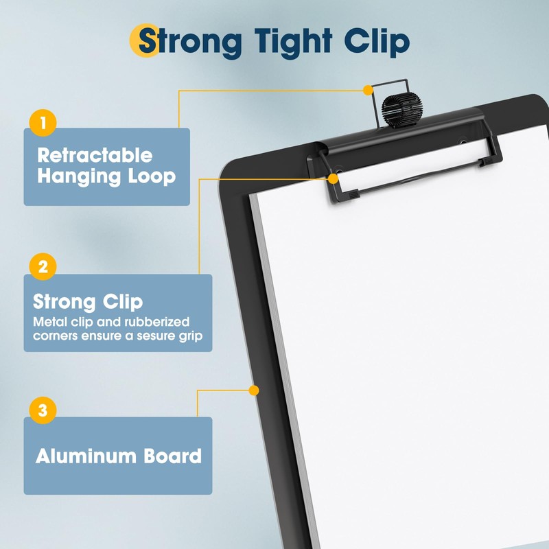 Juvealoe Aluminum Metal Clipboard with Pen Holoder, 8.5 x 11