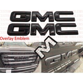 Auto Front Rear GMC Black Emblem Overlay 2019-2022 GMC Sierra 1500 2500HD 3500HD