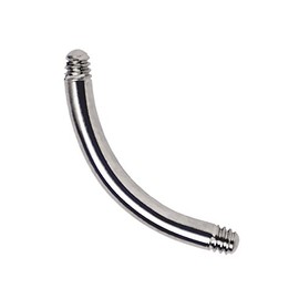 Titanium Piercing Curved Bar Available in 1.2 x 6-14 mm without Balls, Titanium, Without Stone