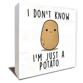 ULEGIE Cute Funny Positive Potato, Creative Wood Block Signs Cheer Up Gift for Friends, Parties, Positive Gifts Funny Gifts for Home Birthday Party Decoration and Encouragement 5 x 5 Inch