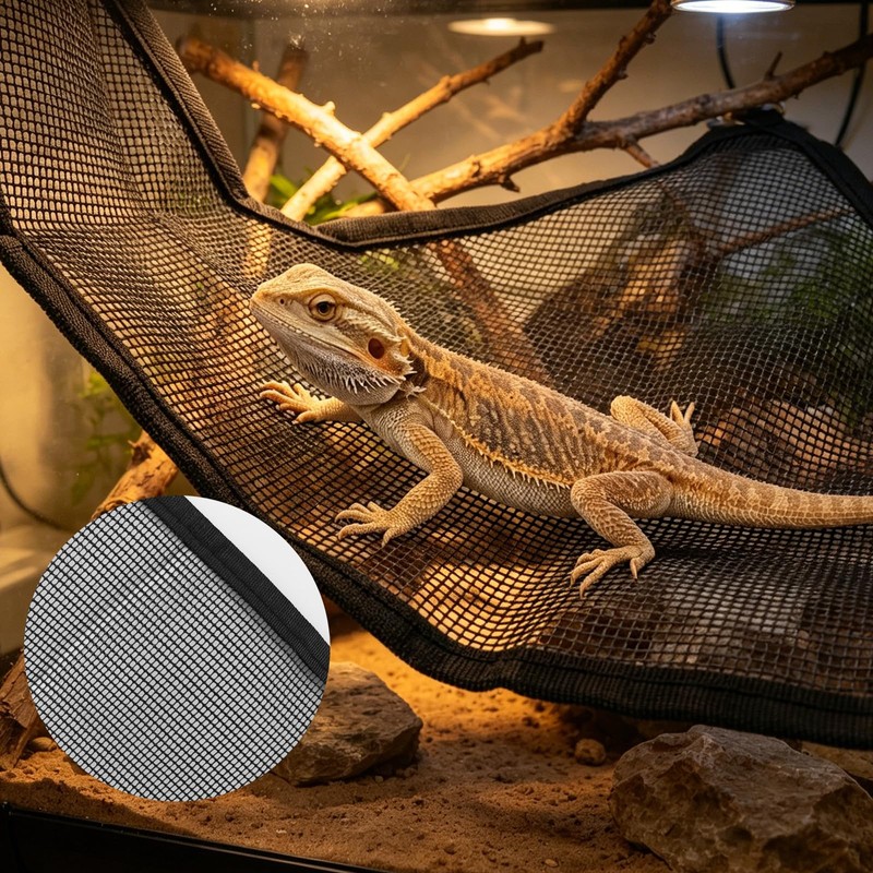 Ykimok 3Pcs Bearded Dragon Hammock - Nylon Mesh Reptile Hammock