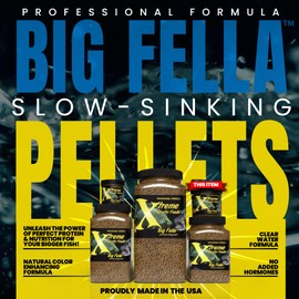 Xtreme Big Fella 3.0mm Pellets: Professional Nutrition for Medium to Large Cichlid/Community Fish - Boost Immune & Digestive Health, Color & Energy, Max Protein Fish Food – USA Farm Grown (9oz)