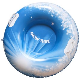 Snow Tube 31.5 inch Sleds for Adults, Inflatable Snow Sled with Handles Heavy Duty Adult Sledge Thicken Snow Toys Inflatable Ski Ring Inflatable Snow Tubes Inflatable Sled for Winter 2