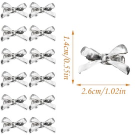 Small Metal Hair Bows,Mini Metal Hair Bows Small Bows,12Pcs Baby Girls Cute Bow Hair Ribbon Clips,Bows for Hair Bowknot Hair Barrettes Alligator Clips Accessories for Women Girls Toddler Infant (Silver)