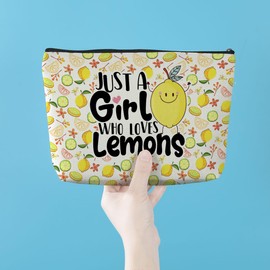 Azteoiz Lemon Makeup Bag, Lemon Gifts, Lemon Decor Bag, Girl Gifts for Women Girl Sister Daughter Niece Friend Graduation Friendship Birthday Gifts for Lemon Lovers, Cosmetic Bag Travel Toiletry Bag
