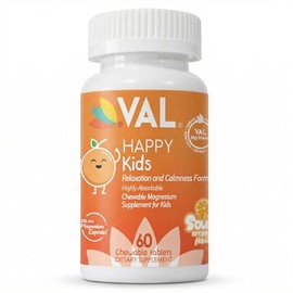 VAL Magnesio para niños | Fórmula para calmar y concentrarse | 100 mg de magnesio (glicinato, citrato, taurato) + vitaminas B6, D3 y C | Sin azúcar ni