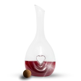 Maypes Heart Decanter – Beautiful Wine Decanter with Lid – Crystal Glass Wine Decanter for Fine Red Wines – Easy to Use Wine Aerator Decanter – Practical Decanter and Cork Cover - 1000ml Capacity