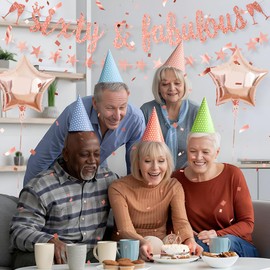 Women 60th Birthday Banner Rose Gold Glitter Sixty & Fabulous Banner 60th Banner 60th Birthday Party Banner by Wonsta