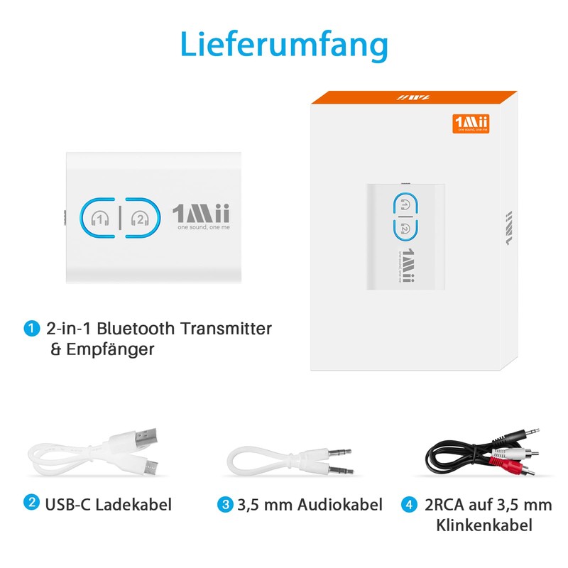 1Mii Bluetooth 5.3 Adapter for TV, 2-in-1 Bluetooth Transmitter Receiver,