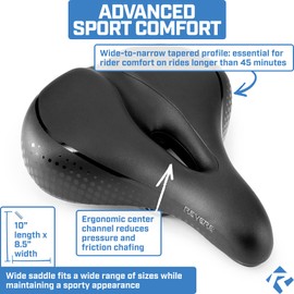 Revere Comfort Bike Seat Dual Shock Absorber Anti Vibration GEL Suspension Bicycle Seat for Men and Women, Waterproof Bike Saddle Integrated Handle. Road MTB E-Bikes Peloton Exercise and Cruiser Bikes