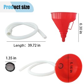 Plastic Fuel Funnel with Long Hose, Wide Mouth Plastic Oil Funnel, Flexible Funnel Universal for Automotive Gasoline Diesel Water Engine Oil Gas Fuel Fluid Liquid Transmission (2 Set)