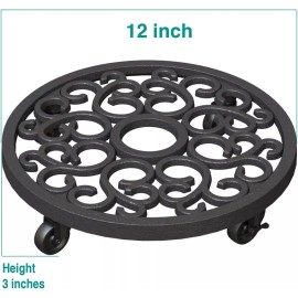 Panacea 84725 Heavy Weight Cast Iron Scroll Plant Caddy - 12 Inch