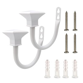 Kowibcl 2Pcs Square Metal Decorative Curtain Holdbacks, Wall Mounted Window Drapery Tiebacks for Bedroom, Livingroom, Office Come with Screws, White