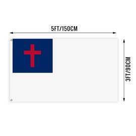 Christian Flag 3x5 Feet Double Sided 3 Ply Cross Christianity Religious Jesus Flags Banner with 2 Brass Grommets for Indoor Outdoor Party Yard Bar Garden Street Decorations