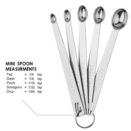 Kalsreui Measuring Spoons Set, Mini Teaspoon Measuring Spoons, Tiny Tsp Stainless Steel Measuring Tools for Kitchen & Baking, Small 1/16, 1/8 Measure Spoon for Spice