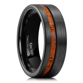 King Will Nature 8mm Black Wood Men Tungsten Wedding Ring Wood Inlay Tungsten Wedding Band Ring for Men Women Matte Brushed Comfort Fit 13.5