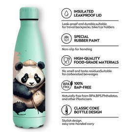 KollyKolla Stainless Steel Drinking Bottle, 500 ml, 3D Print Drinking Bottle, Sports Bottle, Suitable for Carbonated Drinks, Leak-Proof Thermos Flask, BPA-Free, Drinking Bottles for Children, School,