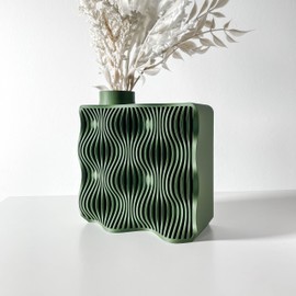 Tafunker Green Plastic Vase with Wavy Pattern, Living Room Ornaments Vase, Dry flower vase (Warm Gray, M)…