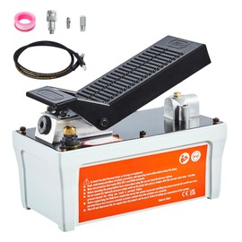 Happybuy Air Hydraulic Pump, 10,000 PSI, 0.5 Gal Reservoir, NPT Connections, 2 m Pipe, Foot Actuated for Auto Body, Gray