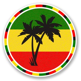 2 x 10cm Jamaica Rasta Palm Tree Vinyl Decal Sticker Luggage Travel Beach #5649 (10cm x 10cm)