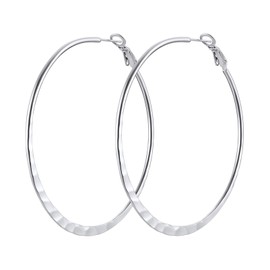 PROSTEEL Women's Flat Hoop Earrings 30 mm/40 mm/60 mm/80 mm Stainless Steel/18 K Gold-Plated Hoop Earrings Large Circle Hoop Earrings Accessory for Women Girls, Stainless Steel, No Gemstone