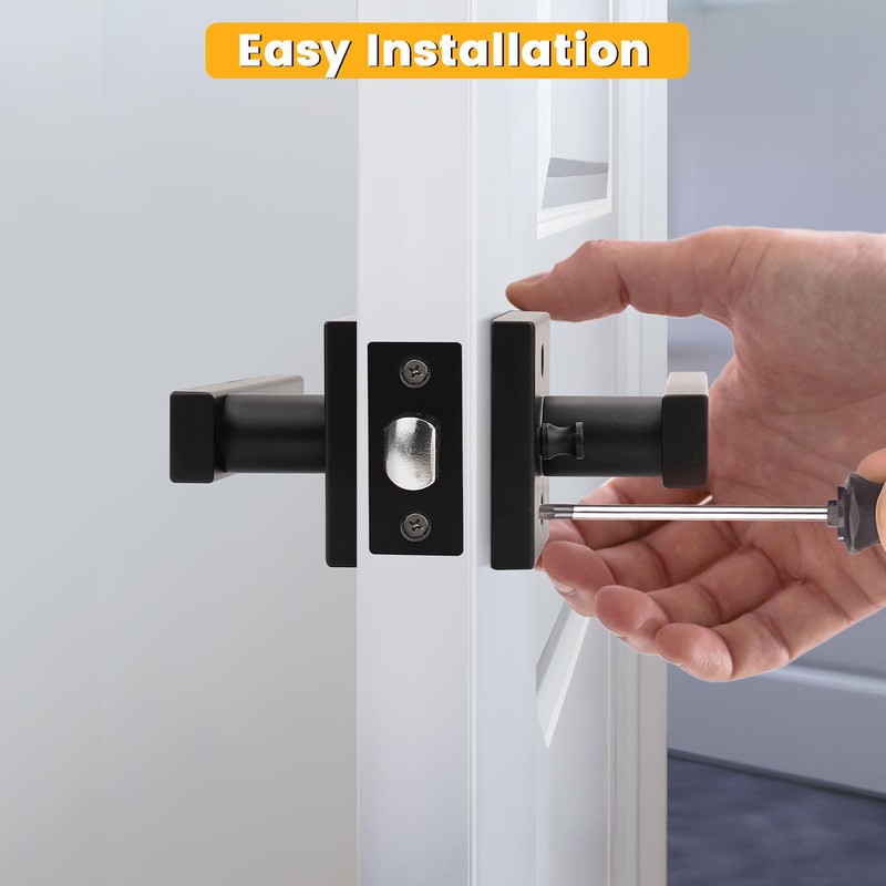 knobelite 2 Pack Privacy Door Handle,Keyless Matte Black Interior Door
