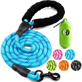 COOYOO Dog Leash 6 FT Heavy Duty - Comfortable Padded Handle - 1/2 inch Reflective Dog Leash for Medium Large Dogs with Poo Bag Dispenser
