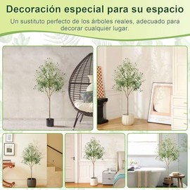 Árbol de Olivo Artificial, 150cm5 Pies de Altura, Imitación de Plantas con Ramas y Frutas para la Decoración del Hogar y Oficina de Interior          