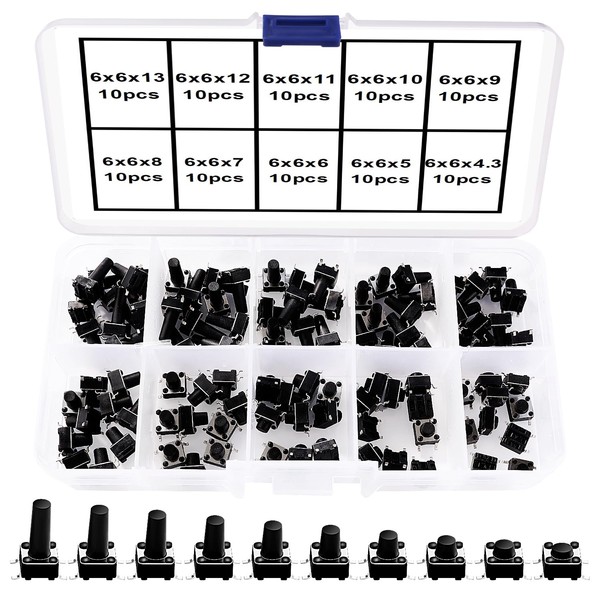 VooGenzek 100 Pieces 10 Values 6 x 6 mm Micro