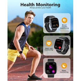 BooaBei Smart Watches, 1.72" Smartwatch for Men Women (Answer/Make Call), Fitness Tracker with 100+ Sport Modes, IP68 Waterproof, Heart Rate/Sleep/Spo2 Monitor, Activity Tracker for Android iOS
