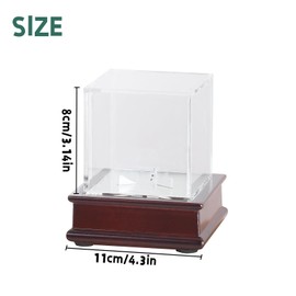 Baseball Display Case with Wooden Stand Baseball Holder 8 x 8 x 8 cm Transparent Ball Display Box Baseball Storage Box for Single Ball Baseball Stand