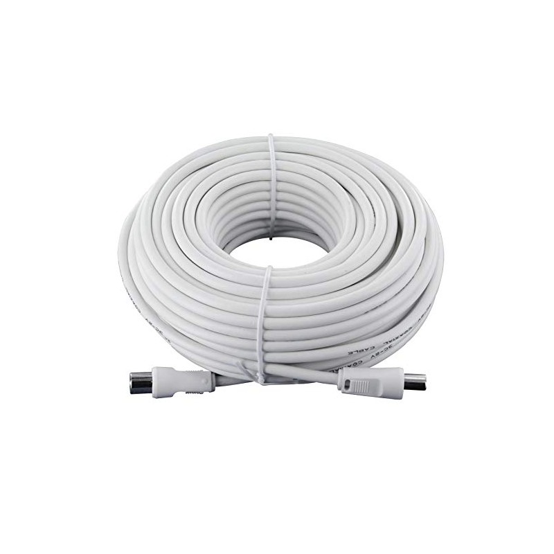 20m White TV Antenna Cable PAL Male to Male Aerial