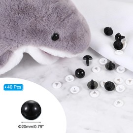 PATIKIL 20mm Safety Eyes, 40 Pcs Plastic Craft Eyes with Protective Film Safety Eyes with Washers for Stuffed Animals Crochet Toys Dolls DIY Craft Making, Black