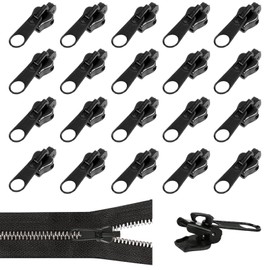 Pack of 20 Zip Replacement 4 Sizes Fix Repair Zip Black Zipper Set for Clothing, Suitcase, Sleeping Bag