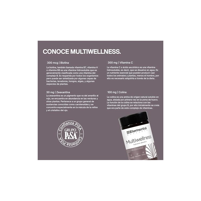 ELEMENTAL Multivitamínico Wellness 90 Cápsulas Diario Sin Gluten