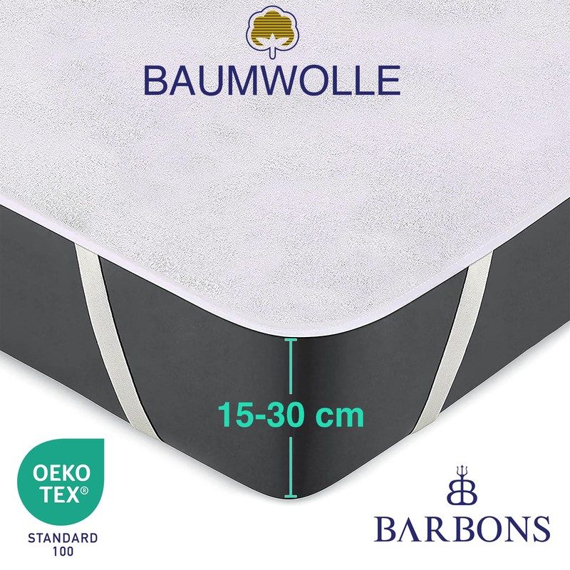 BARBONS Mattress Protector 150 x 200 cm - Oeko-Tex Certified