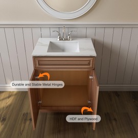 APRILSOUL Bathroom Vanity, 24" Bathroom Vanities, Wood Modern UV Painting Surface Sink Base Cabinet with Soft Closing Design Double Door, Easy Assembly