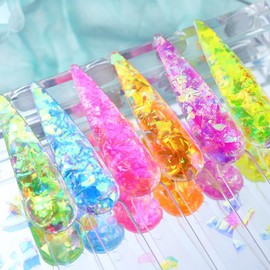 Holographic Iridescent Glitter Nail Art Sequins, 3D Irregular Ultra Thin Nail Art Sparkly Flake Designs, Shiny Colorful Nail Glitter Confetti Acrylic Supplies for Women Girls Manicure Tips Decorations