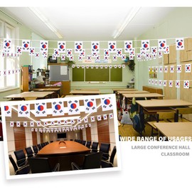 Korea String Flag Pennant Banner, Small Mini Korean Flags Bunting Banner, National Country Decoration for School, Party, Sports Events, 33 Feet 30 Flags
