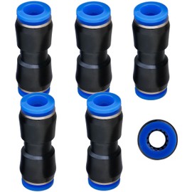 YoiYee 6-Pack of 8mm Straight Push-to-Connect Pneumatic Tube Fittings, Quick Release - 38mm Length