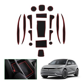 GAFAT Compatible with Hyundai Ioniq 5 2021-2024 2025 Non-Slip Mats, Ioniq 5 Rubber Mats for Centre Console Cup Holder, Storage Box Mats, Door Seam Mats, Ioniq 5 Accessories (Red)