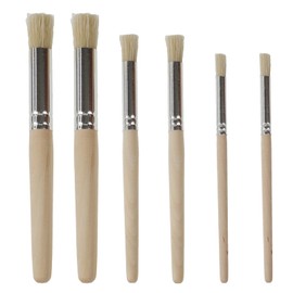 HLGHLG Natural Bristle Wooden Stencil Brushes for Painting - 3 Sizes Dome Brush for Acrylic, Oil, Watercolor, Wall Stencils, DIY Crafts & Card Making (6)