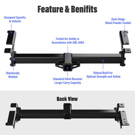 APS Rear Trailer Hitch, 2 inch Towing Hitch Receiver Hitch Cover Included Compatible with Ford E-150 E-250 E-350 Econoline 1975-2002 & Compatible with Ford E-150 E-250 E-350 Super Duty 2003-2006